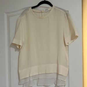 Helmet Lang cream short sleeve blouse